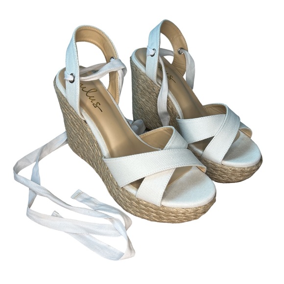 SOLD NEW Lulu’s Esme White Lace-Up Espadrille Wedges - Picture 4 of 9